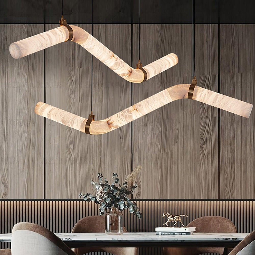 Streamlined Alabaster Pendant Lamp