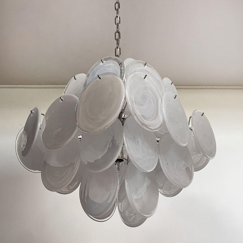 Isadora Glass White Disc Chandelier