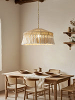 Jute Fringe Drum Pendant Lamp