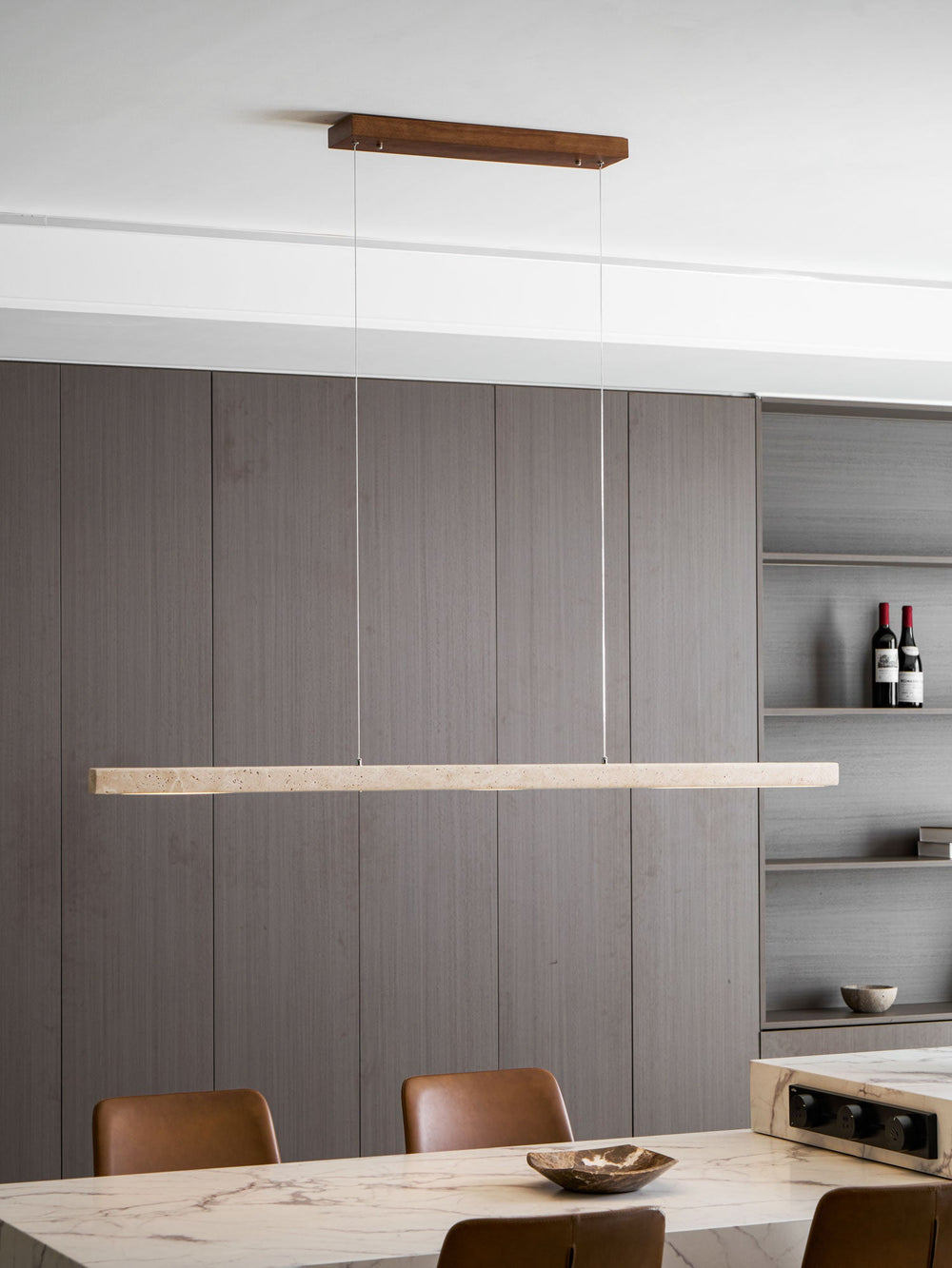 Linear Travertine Disc Pendant – Kitchen Island Lighting