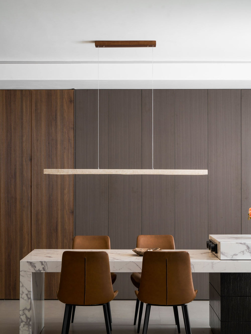 Linear Travertine Disc Pendant – Kitchen Island Lighting