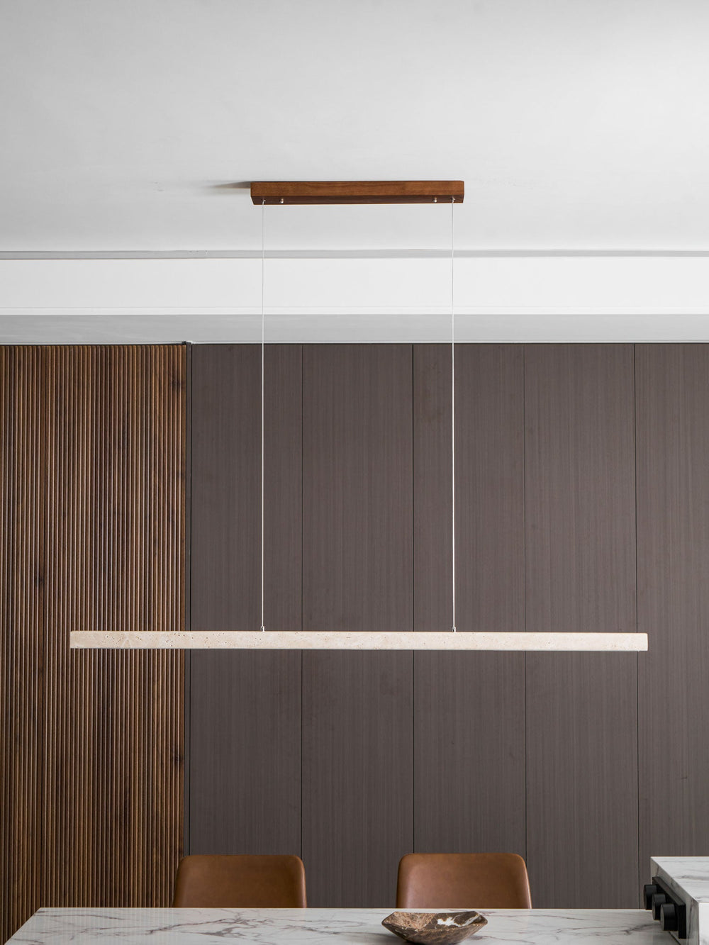 Linear Travertine Disc Pendant – Kitchen Island Lighting