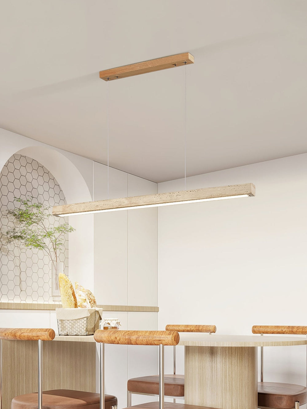 Linear Travertine Disc Pendant – Kitchen Island Lighting