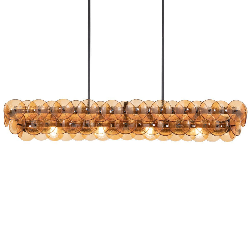 Pressed Glass Disc Linear Chandelier