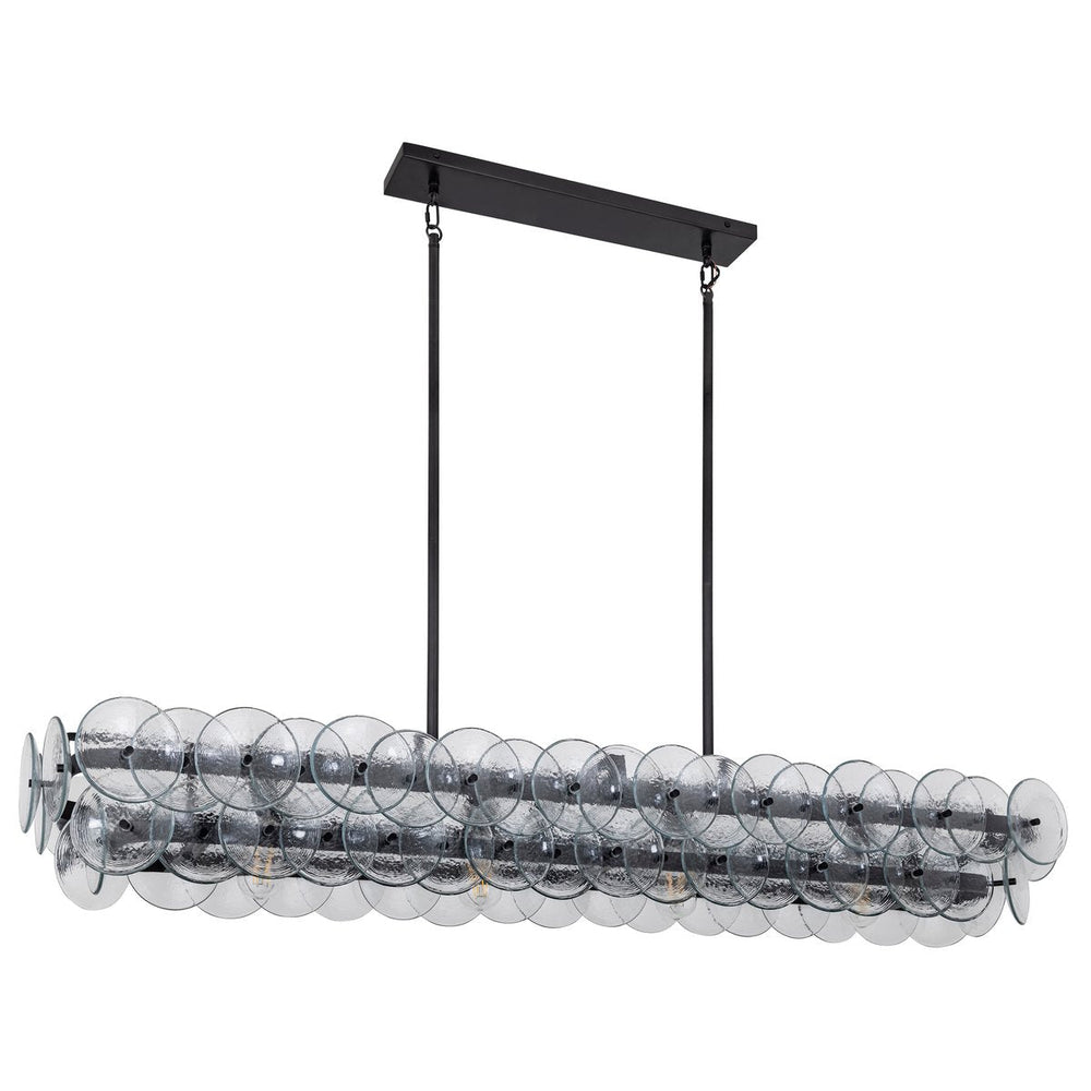 Pressed Glass Disc Linear Chandelier