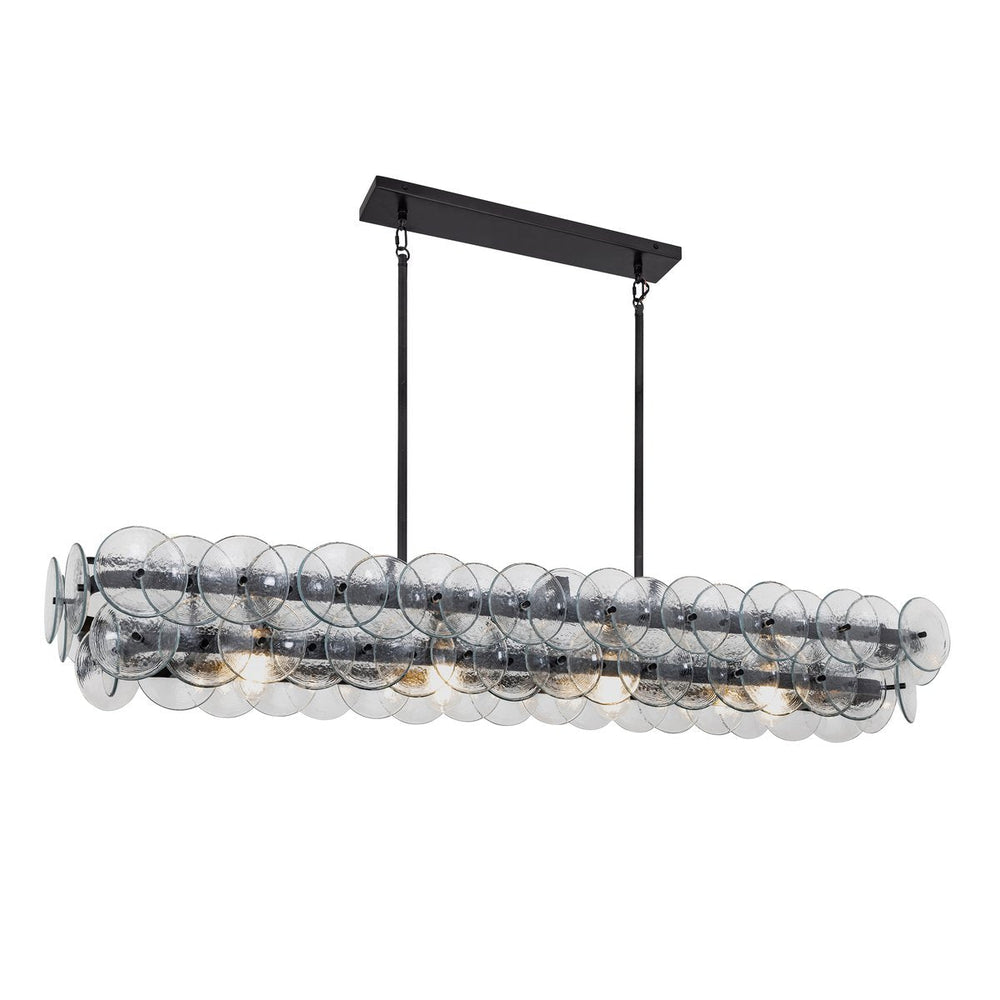 Pressed Glass Disc Linear Chandelier