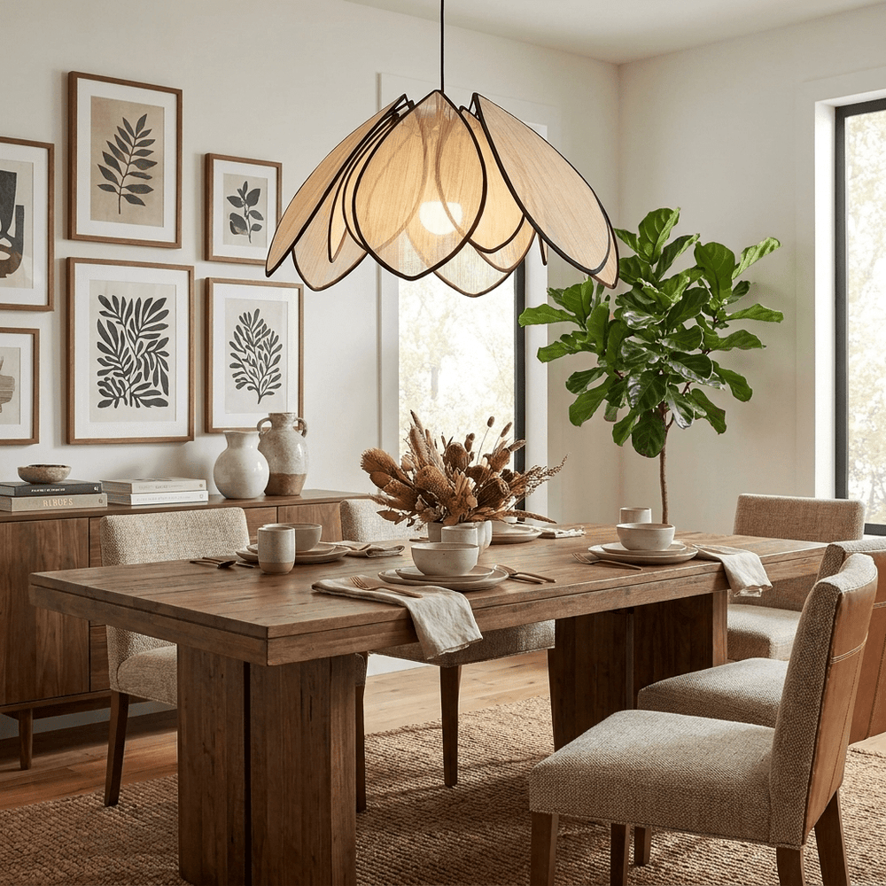 Lotus Petal Plant Fiber Pendant Lamp