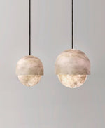 Lunar Dome Alabaster Pendant Light