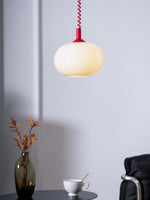 Macaron Spring Pendant Light – Coiled Cable Glass Globe