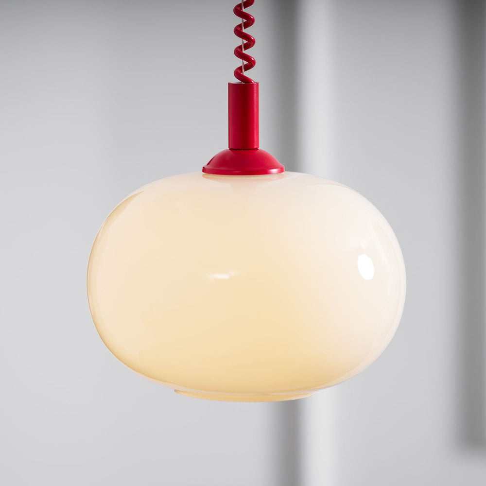 Macaron Spring Pendant Light – Coiled Cable Glass Globe