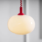 Macaron Spring Pendant Light – Coiled Cable Glass Globe