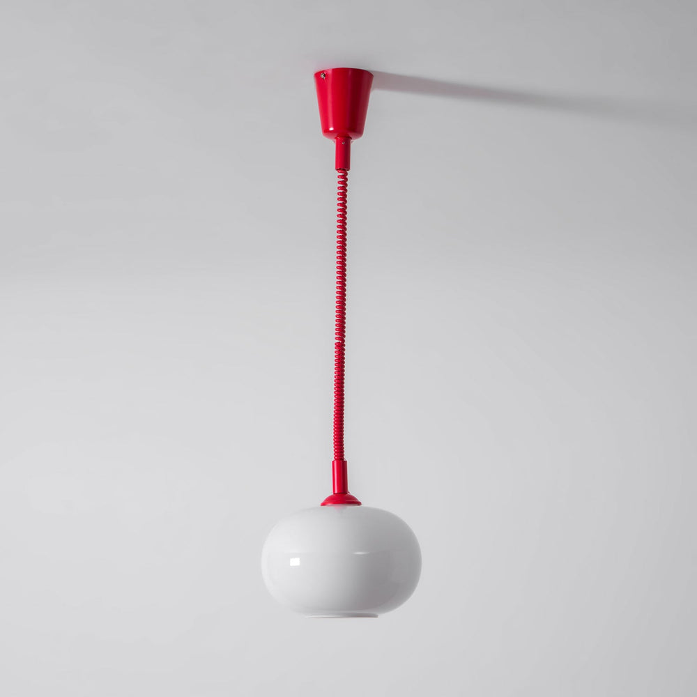 Macaron Spring Pendant Light – Coiled Cable Glass Globe