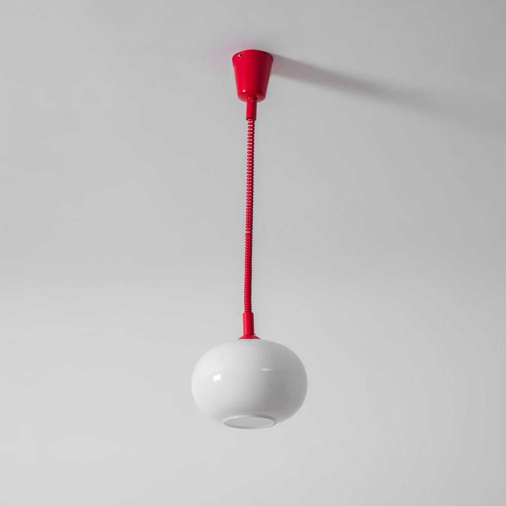 Macaron Spring Pendant Light – Coiled Cable Glass Globe