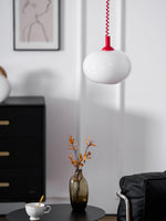Macaron Spring Pendant Light – Coiled Cable Glass Globe
