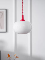 Macaron Spring Pendant Light – Coiled Cable Glass Globe