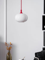 Macaron Spring Pendant Light – Coiled Cable Glass Globe