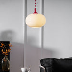 Macaron Spring Pendant Light – Coiled Cable Glass Globe