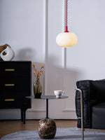 Macaron Spring Pendant Light – Coiled Cable Glass Globe