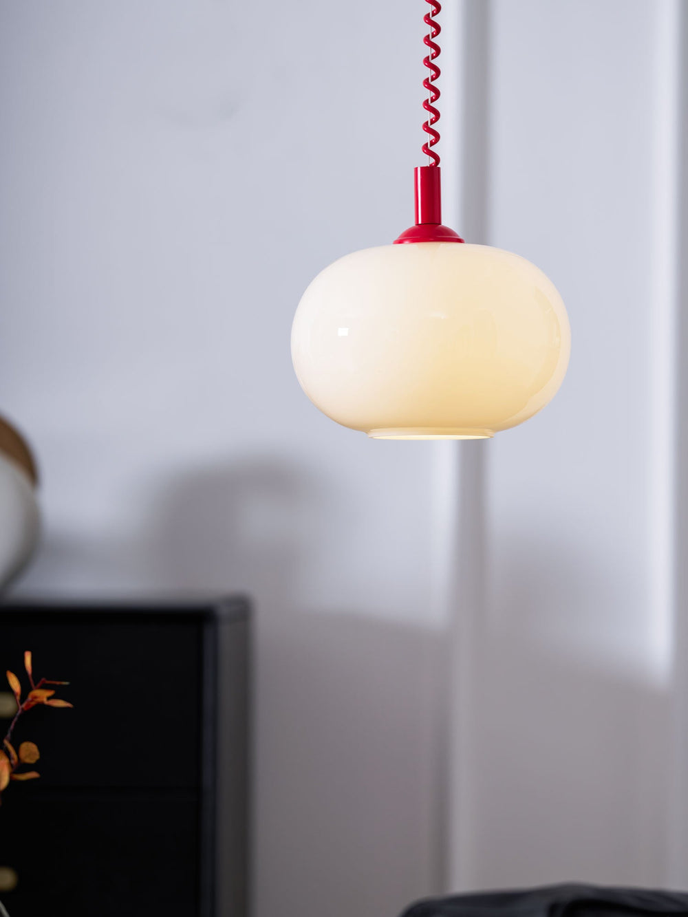 Macaron Spring Pendant Light – Coiled Cable Glass Globe