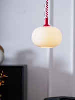 Macaron Spring Pendant Light – Coiled Cable Glass Globe