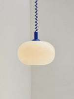 Macaron Spring Pendant Light – Coiled Cable Glass Globe
