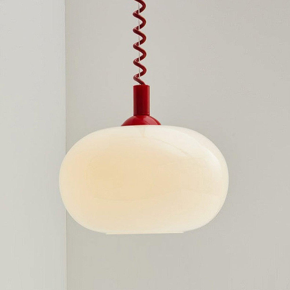 Macaron Spring Pendant Light – Coiled Cable Glass Globe