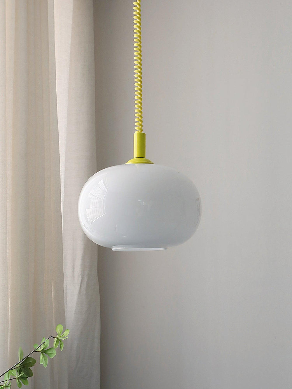 Macaron Spring Pendant Light – Coiled Cable Glass Globe