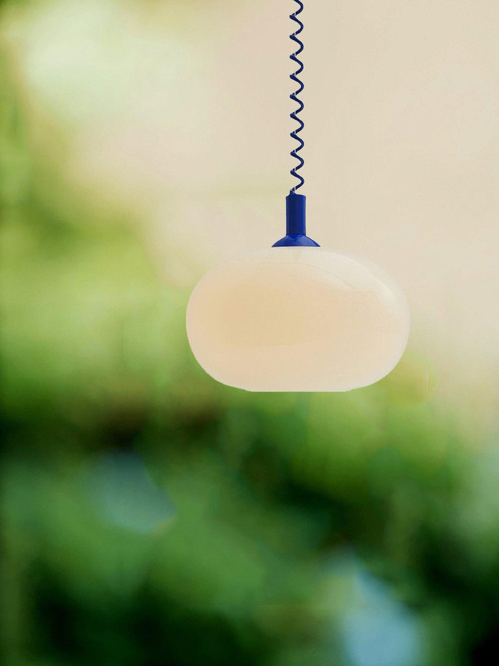 Macaron Spring Pendant Light – Coiled Cable Glass Globe