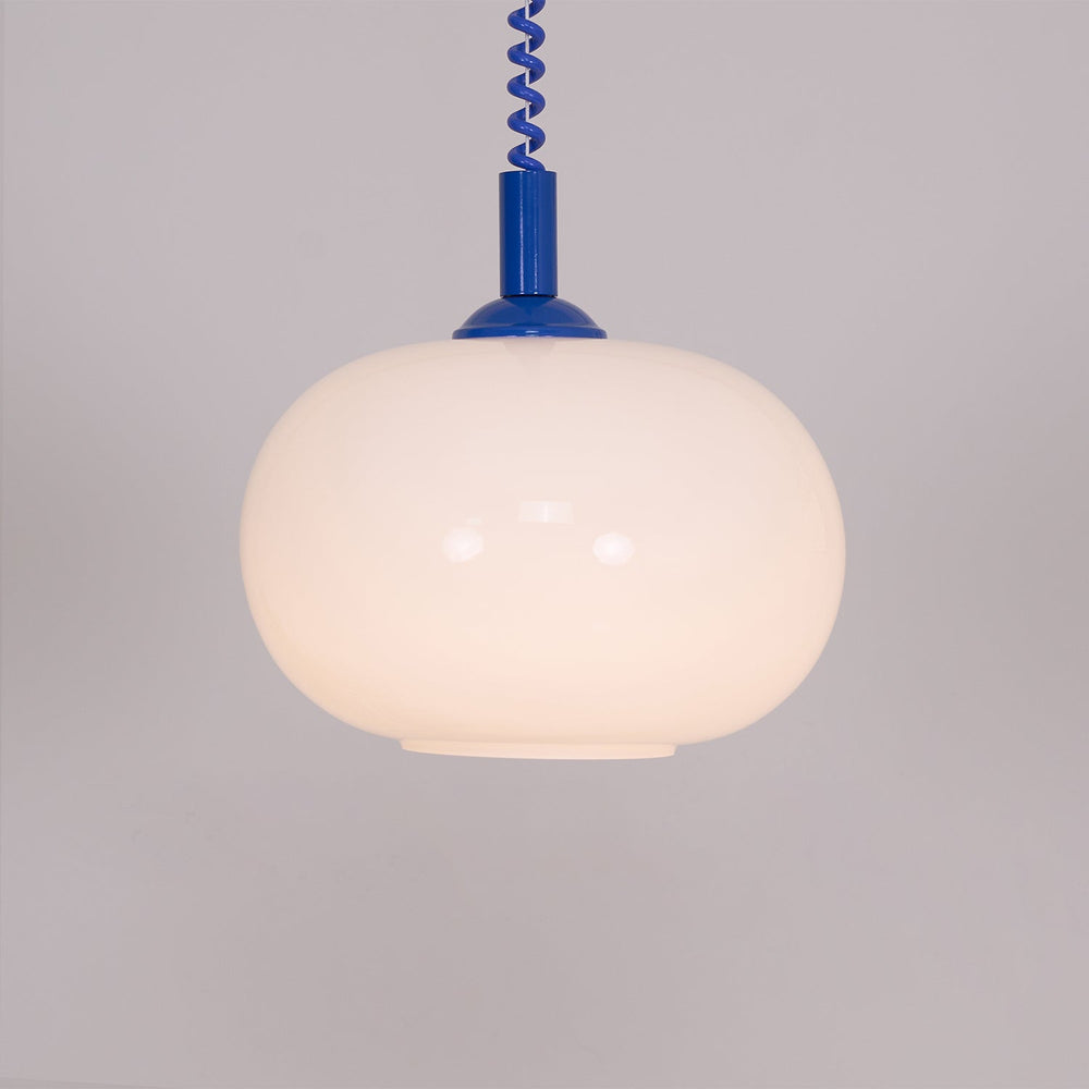 Macaron Spring Pendant Light – Coiled Cable Glass Globe