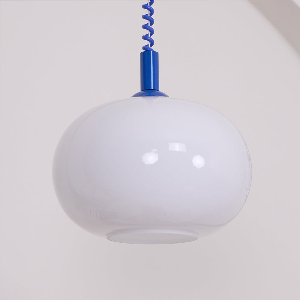 Macaron Spring Pendant Light – Coiled Cable Glass Globe