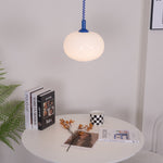 Macaron Spring Pendant Light – Coiled Cable Glass Globe