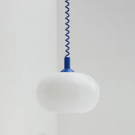 Macaron Spring Pendant Light – Coiled Cable Glass Globe