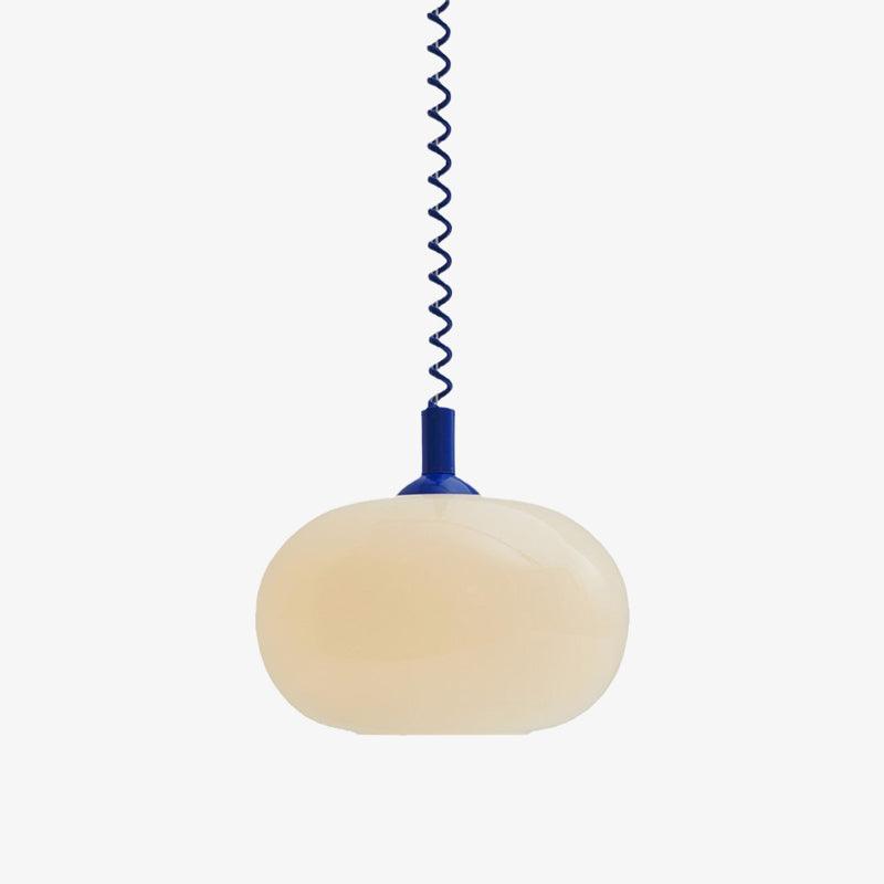 Macaron Spring Pendant Light – Coiled Cable Glass Globe