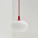 Macaron Spring Pendant Light – Coiled Cable Glass Globe