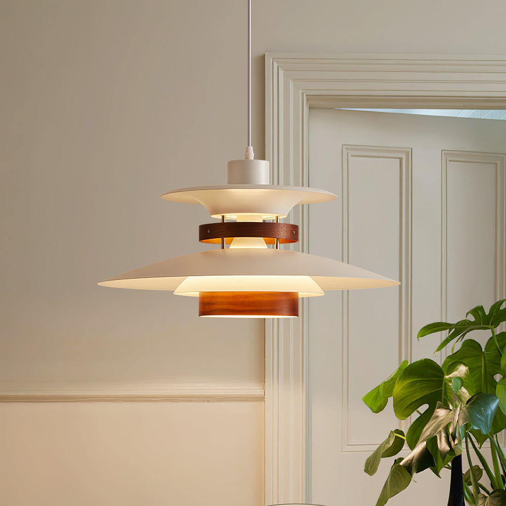 Mercero Wood & Metal Dome Pendant – Warm Oak Accent