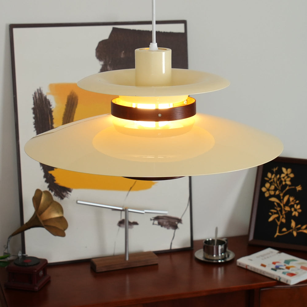 Mercero Wood & Metal Dome Pendant – Warm Oak Accent
