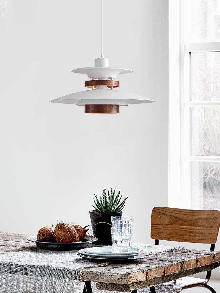 Mercero Wood & Metal Dome Pendant – Warm Oak Accent