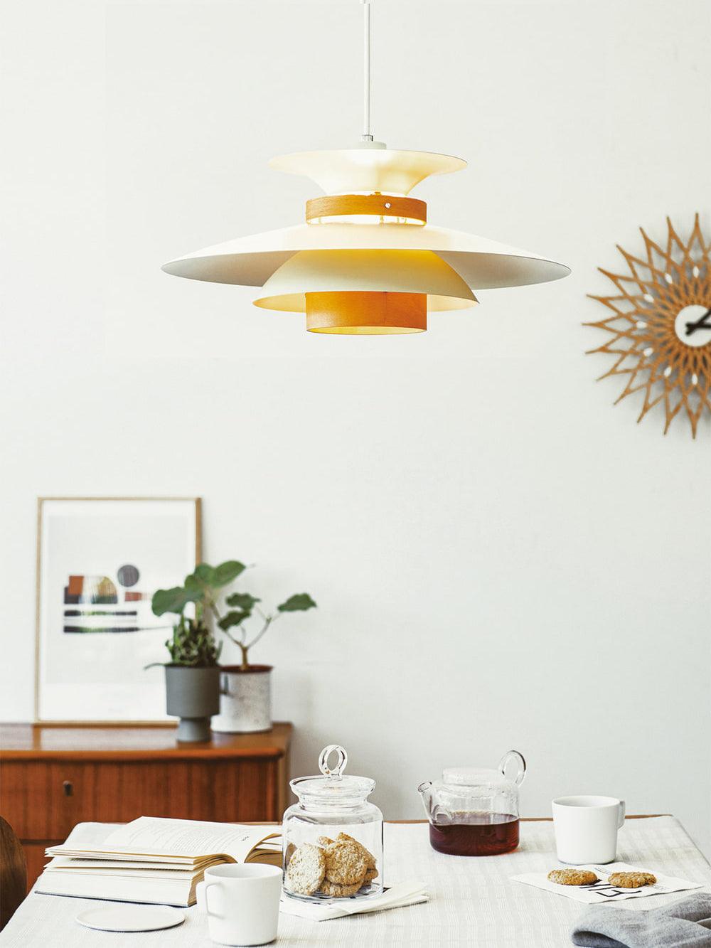 Mercero Wood & Metal Dome Pendant – Warm Oak Accent