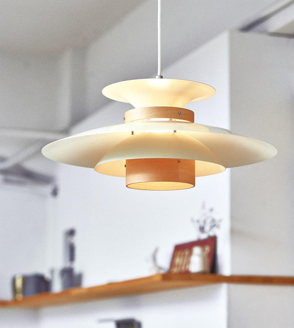 Mercero Wood & Metal Dome Pendant – Warm Oak Accent