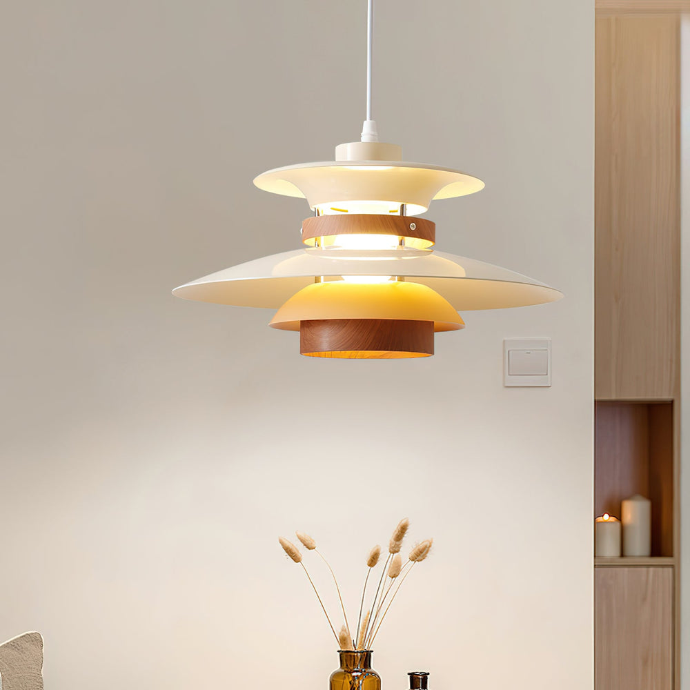 Mercero Wood & Metal Dome Pendant – Warm Oak Accent