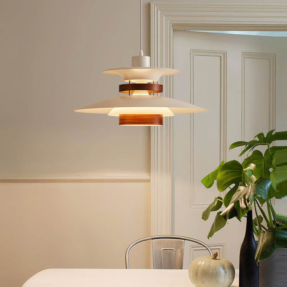 Mercero Wood & Metal Dome Pendant – Warm Oak Accent