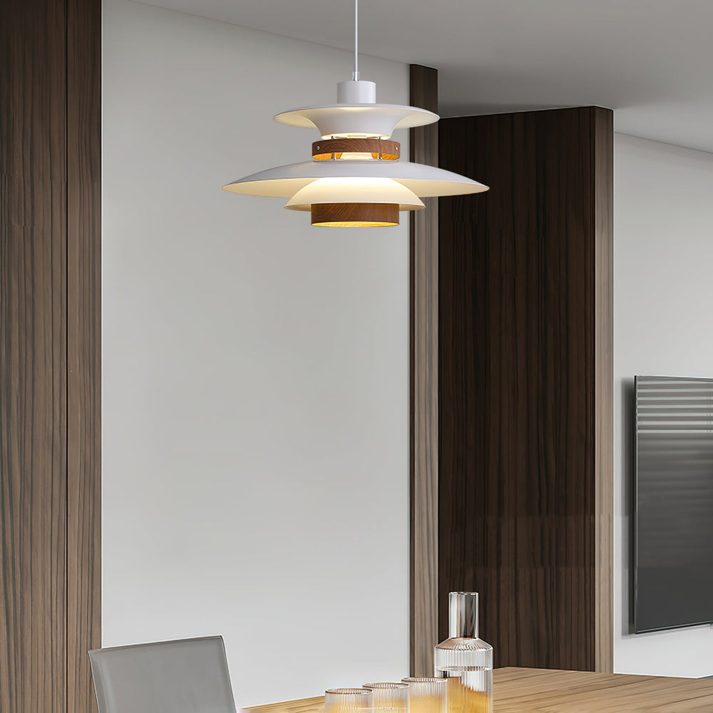 Mercero Wood & Metal Dome Pendant – Warm Oak Accent