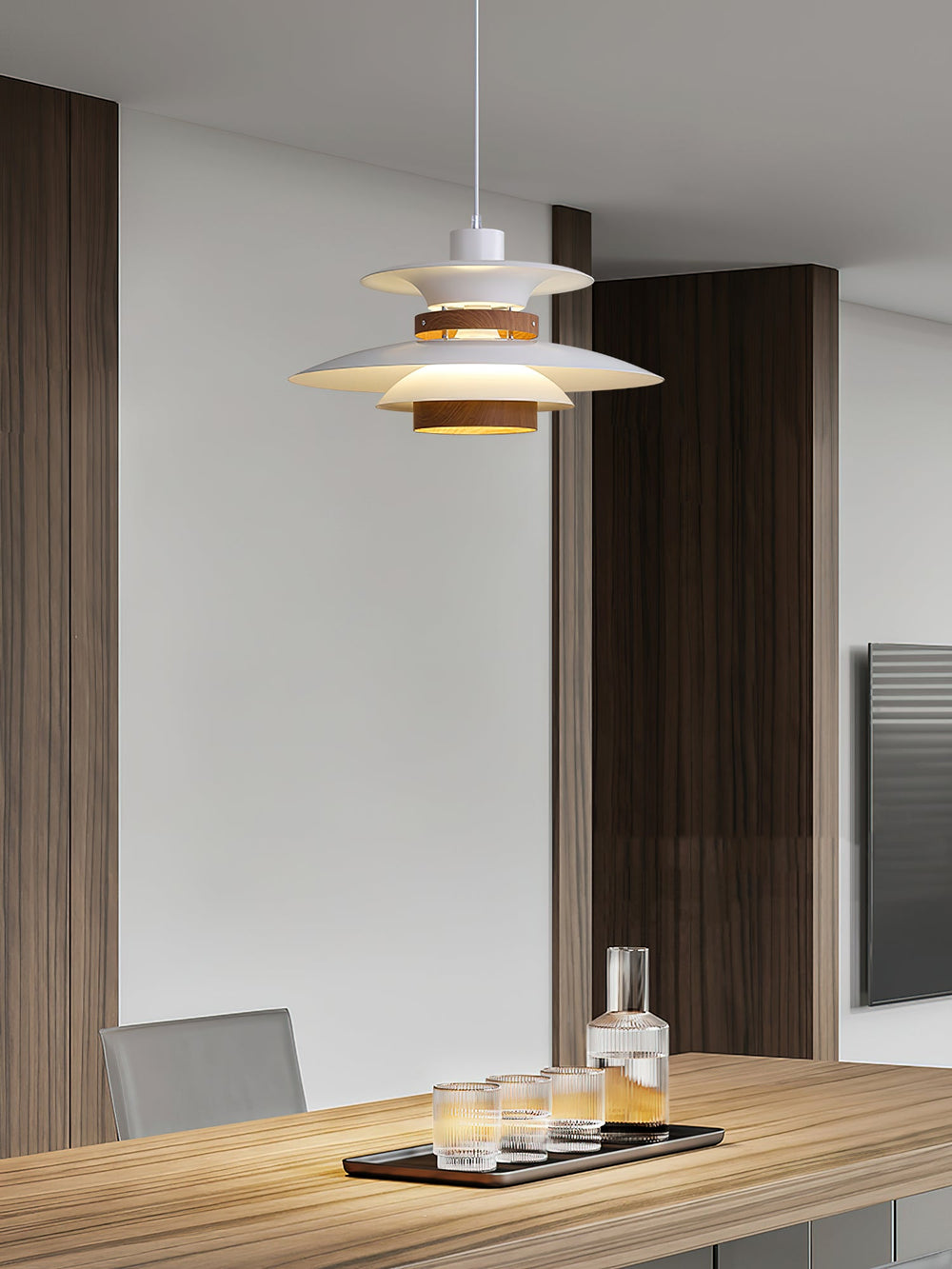 Mercero Wood & Metal Dome Pendant – Warm Oak Accent