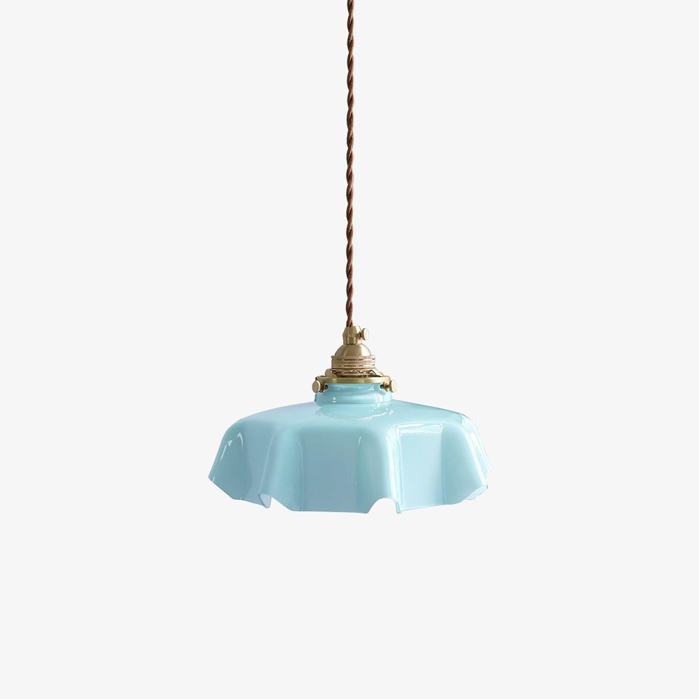 French Fleur Swag Pendant Light – Pleated Glass, Plug-In Antique Brass