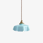 French Fleur Swag Pendant Light – Pleated Glass, Plug-In Antique Brass