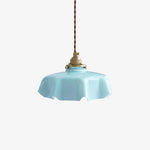 French Fleur Swag Pendant Light – Pleated Glass, Plug-In Antique Brass