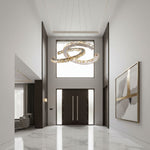 Aria Double-C Crystal Chandelier – Modern Silver Accent