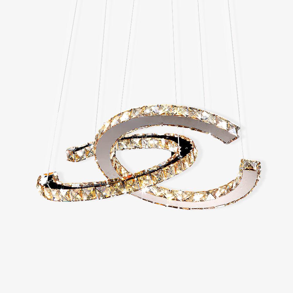 Aria Double-C Crystal Chandelier – Modern Silver Accent