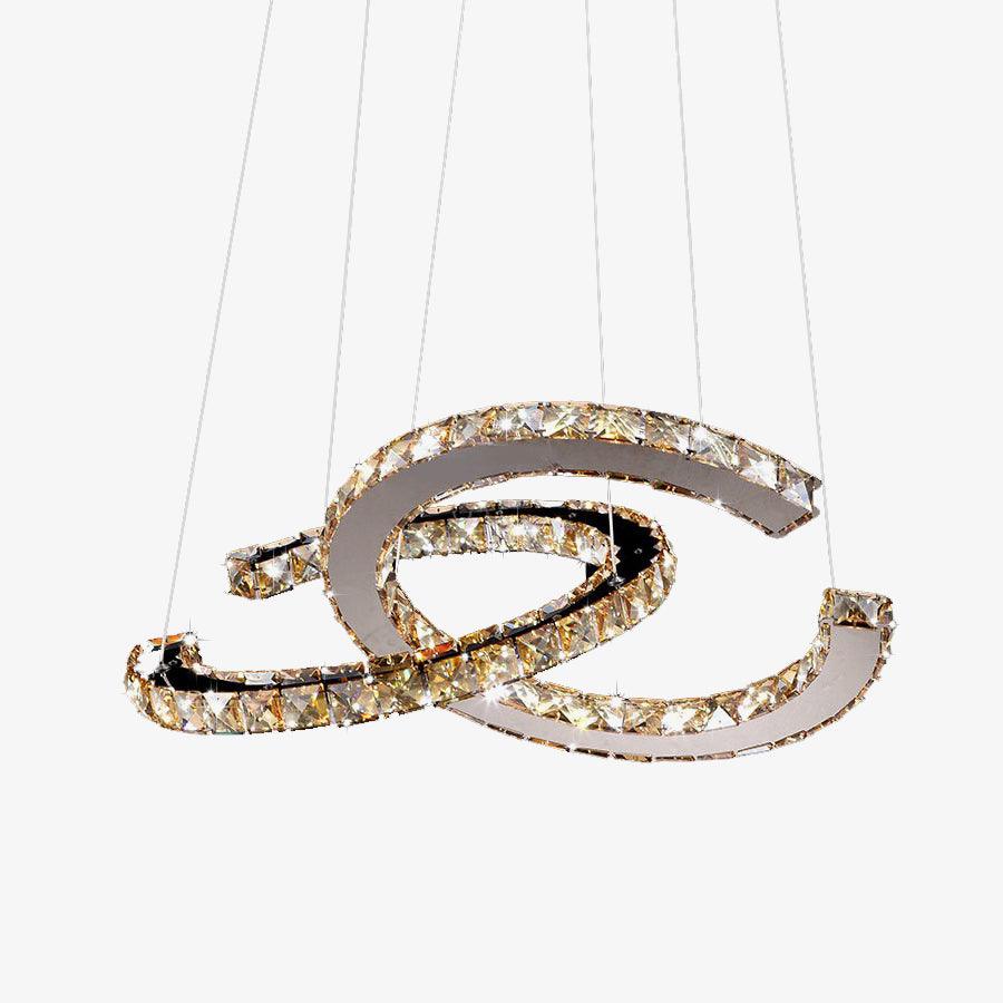 Aria Double-C Crystal Chandelier – Modern Silver Accent