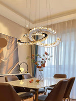Aria Double-C Crystal Chandelier – Modern Silver Accent